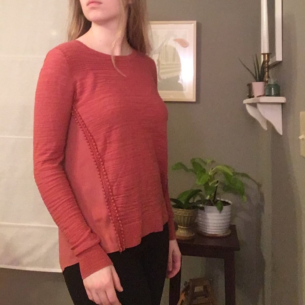 Loft Mixed Media Pleat-Back Blouse
